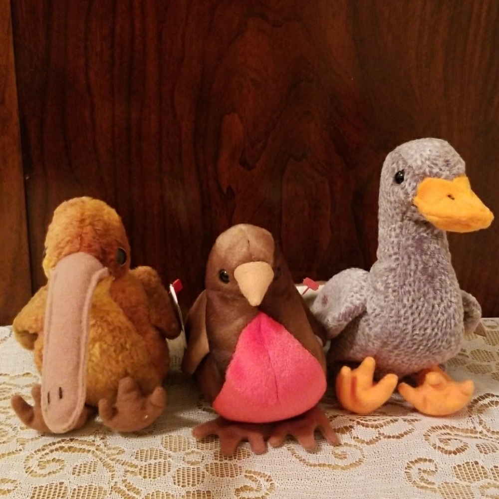 Retired Rare Original Ty Beanie Babies. Set of 3.
